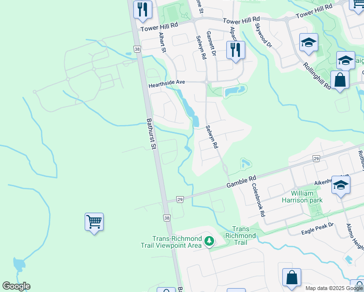 map of restaurants, bars, coffee shops, grocery stores, and more near 43 Collin Court in Richmond Hill