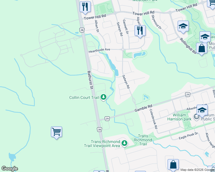 map of restaurants, bars, coffee shops, grocery stores, and more near 51 Collin Court in Richmond Hill