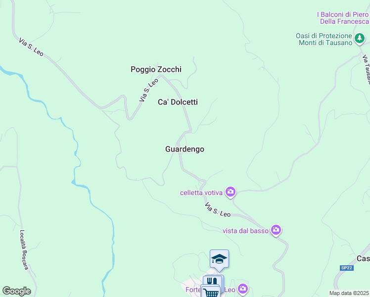 map of restaurants, bars, coffee shops, grocery stores, and more near 40A Via Giacomo Leopardi in Guardengo