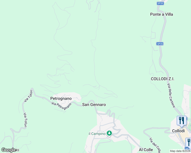map of restaurants, bars, coffee shops, grocery stores, and more near 41 Via Gelli in Provincia di Lucca