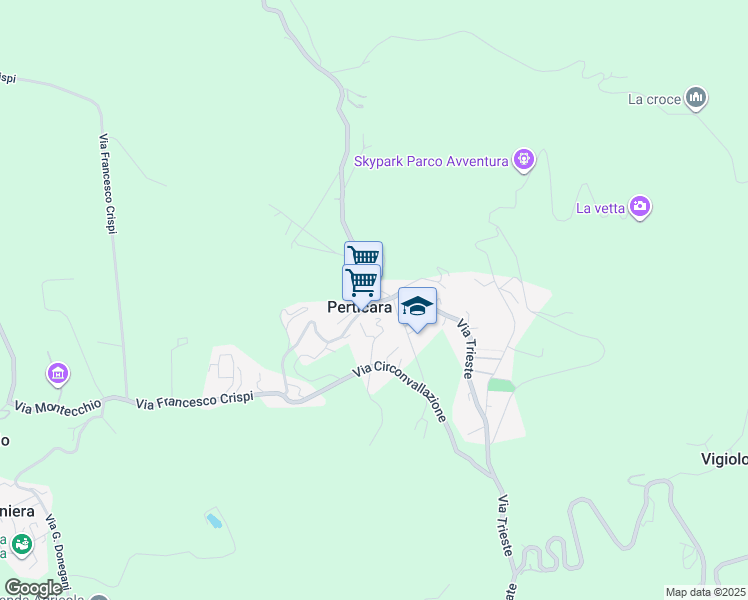 map of restaurants, bars, coffee shops, grocery stores, and more near 37 Via Trieste in Perticara