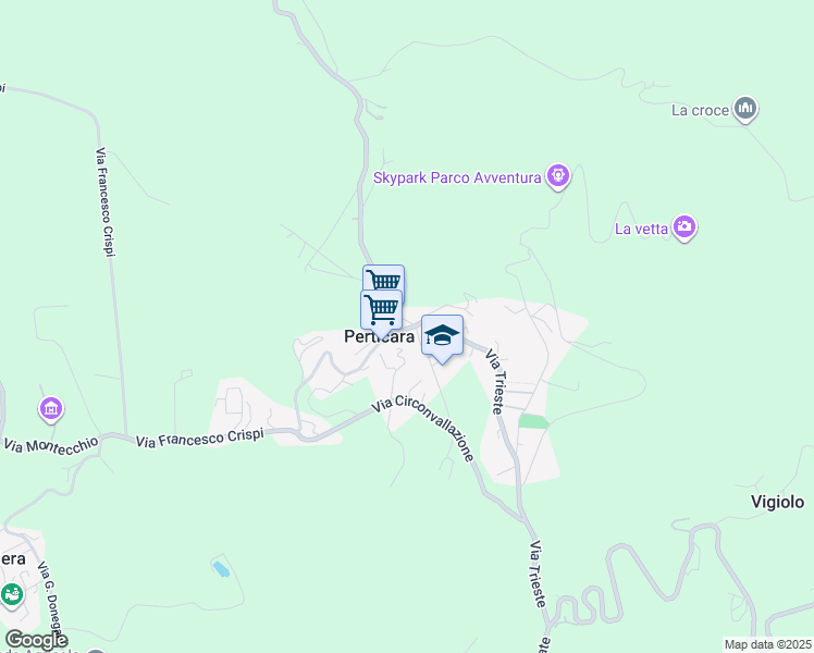 map of restaurants, bars, coffee shops, grocery stores, and more near 37 Via Trieste in Perticara