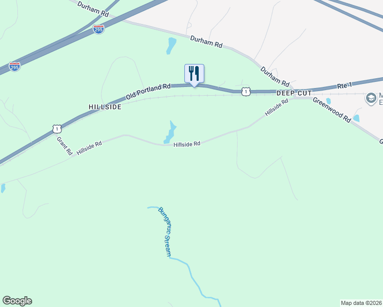 map of restaurants, bars, coffee shops, grocery stores, and more near 105 Hillside Road in Brunswick