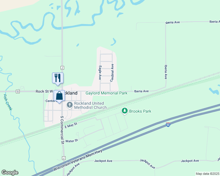map of restaurants, bars, coffee shops, grocery stores, and more near 406 Rock Street in Rockland