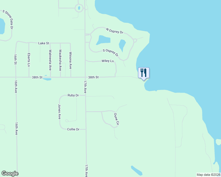 map of restaurants, bars, coffee shops, grocery stores, and more near W5230 Sunny Lane in New Lisbon