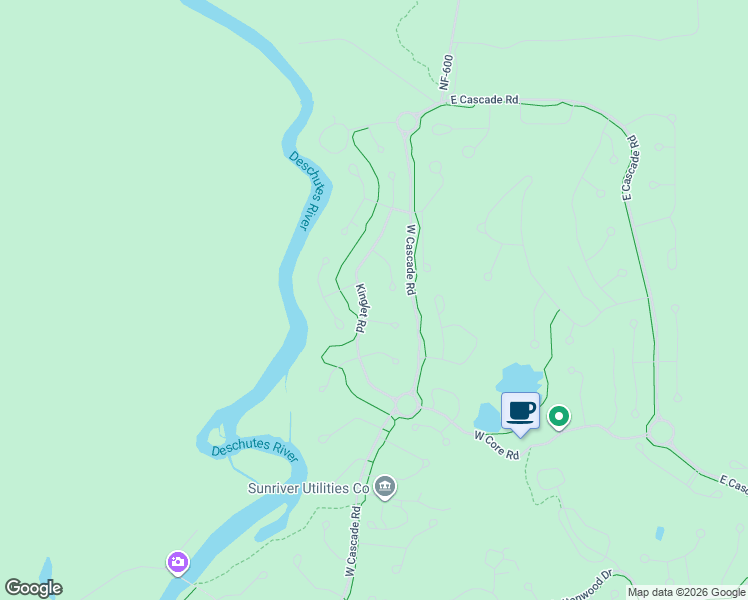 map of restaurants, bars, coffee shops, grocery stores, and more near 58040 Kinglet Road in Sunriver