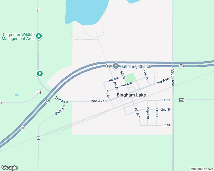 map of restaurants, bars, coffee shops, grocery stores, and more near 360 7th Street in Bingham Lake