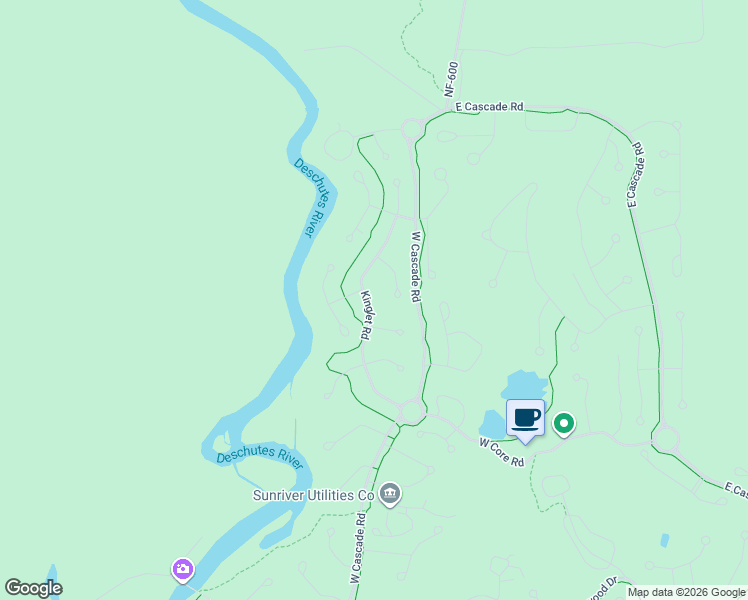 map of restaurants, bars, coffee shops, grocery stores, and more near 58040 Kinglet Road in Sunriver
