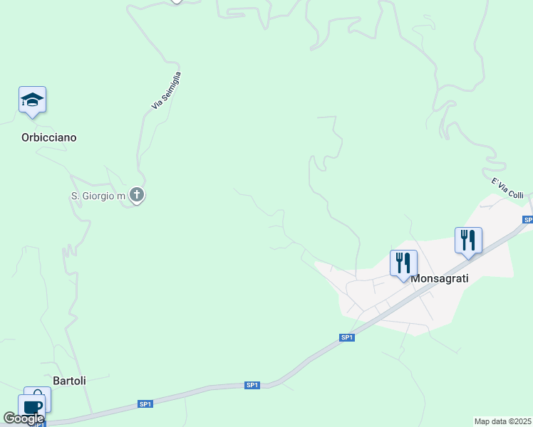 map of restaurants, bars, coffee shops, grocery stores, and more near 518 Via Pradalino in Orbicciano