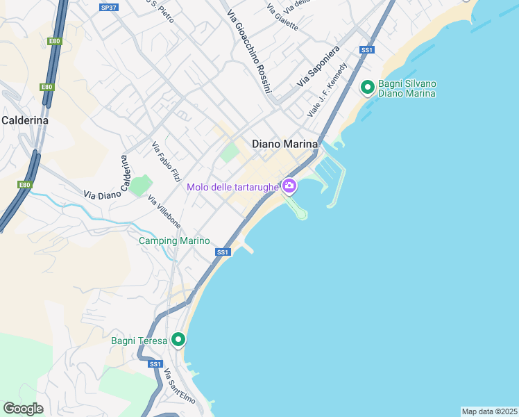 map of restaurants, bars, coffee shops, grocery stores, and more near Lungomare E. Carcheri in Diano Marina