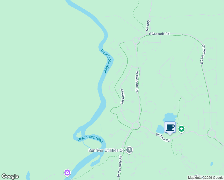 map of restaurants, bars, coffee shops, grocery stores, and more near 58042 Siskin Lane in Sunriver