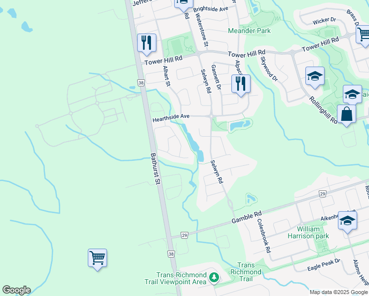 map of restaurants, bars, coffee shops, grocery stores, and more near 19 Napanee Street in Richmond Hill