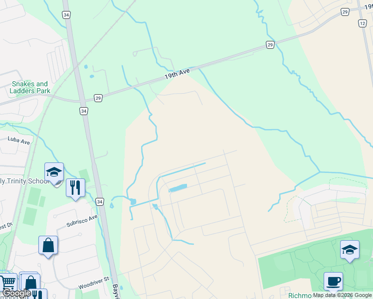 map of restaurants, bars, coffee shops, grocery stores, and more near 210 Hook Drive in Richmond Hill