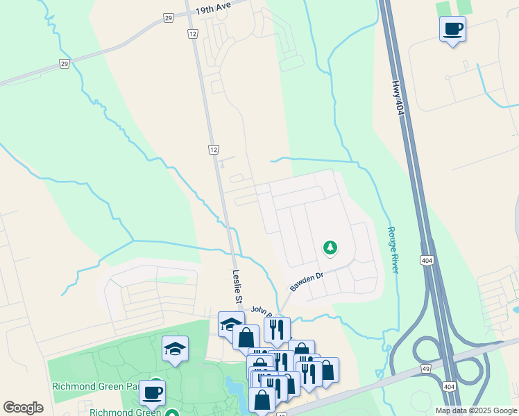map of restaurants, bars, coffee shops, grocery stores, and more near 51 Ducharme Dr in Richmond Hill