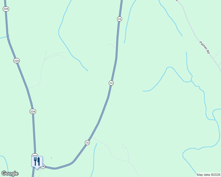 map of restaurants, bars, coffee shops, grocery stores, and more near 883 Vermont 74 in Shoreham
