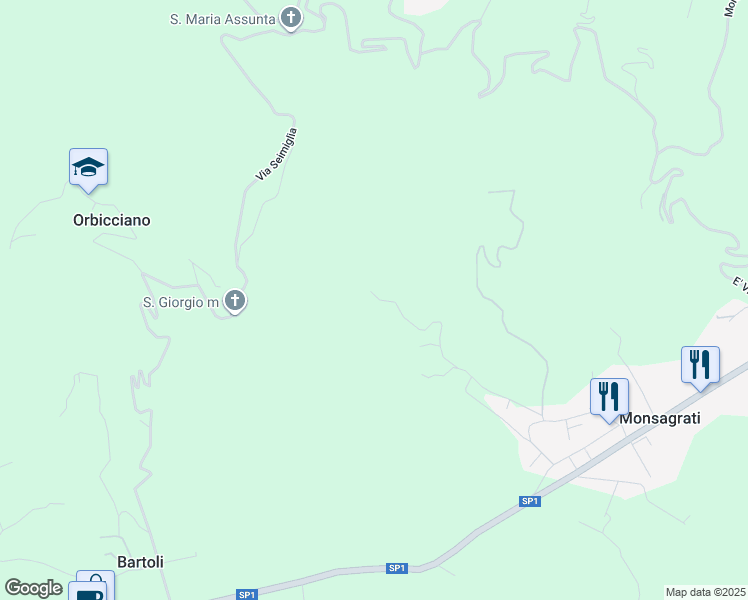 map of restaurants, bars, coffee shops, grocery stores, and more near 518 Via Pradalino in Orbicciano