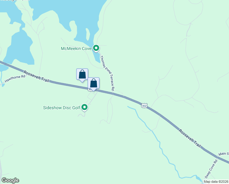 map of restaurants, bars, coffee shops, grocery stores, and more near 1528 Roosevelt Trail in Raymond