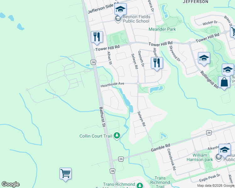map of restaurants, bars, coffee shops, grocery stores, and more near 49 Napanee Street in Richmond Hill