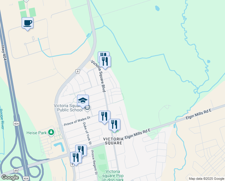 map of restaurants, bars, coffee shops, grocery stores, and more near 29 George Peach Avenue in Markham