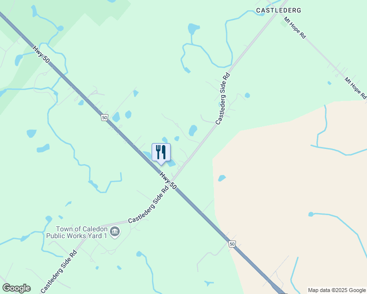 map of restaurants, bars, coffee shops, grocery stores, and more near 9066 Castlederg Side Road in Caledon