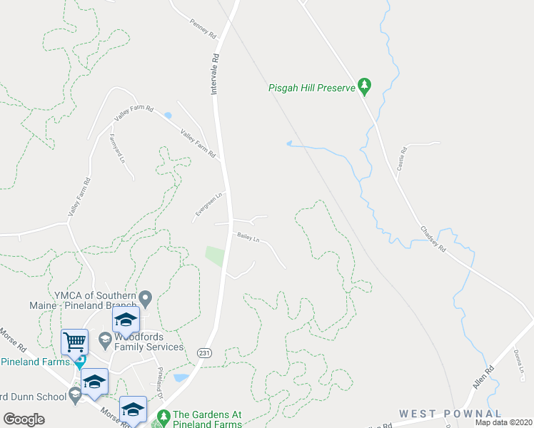 map of restaurants, bars, coffee shops, grocery stores, and more near 1342B Intervale Road in New Gloucester