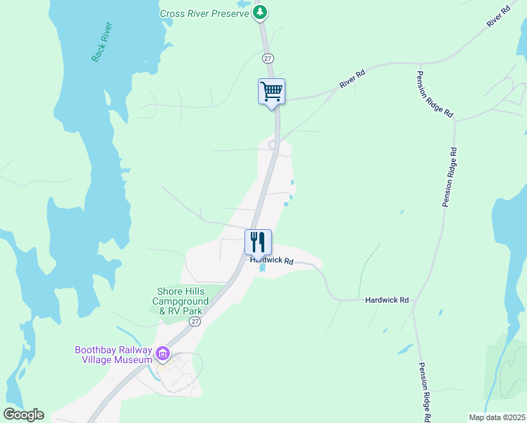 map of restaurants, bars, coffee shops, grocery stores, and more near 472 Wiscasset Road in Boothbay