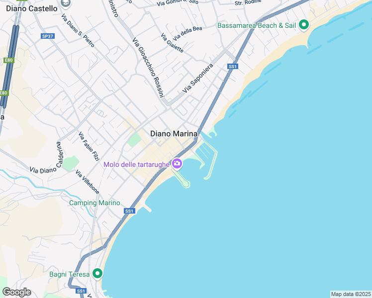 map of restaurants, bars, coffee shops, grocery stores, and more near 5 Corso Giuseppe Garibaldi in Diano Marina