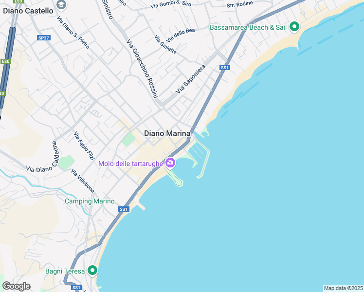 map of restaurants, bars, coffee shops, grocery stores, and more near 5 Corso Giuseppe Garibaldi in Diano Marina
