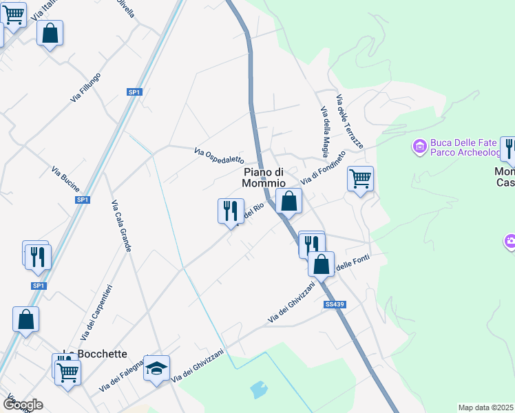 map of restaurants, bars, coffee shops, grocery stores, and more near 8001 Via Sarzanese in Piano di Mommio