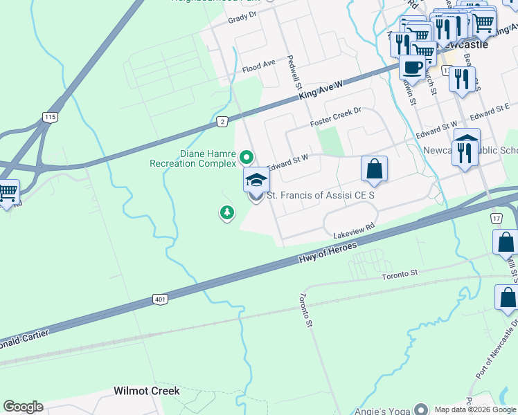 map of restaurants, bars, coffee shops, grocery stores, and more near 1774 Rudell Road in Newcastle