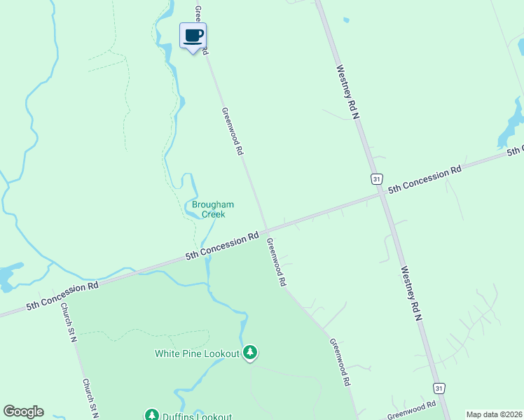 map of restaurants, bars, coffee shops, grocery stores, and more near 3225 Greenwood Road in Pickering