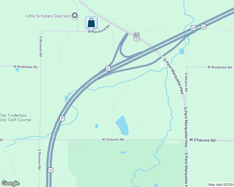map of restaurants, bars, coffee shops, grocery stores, and more near 2587 South Beaune Road in Ludington