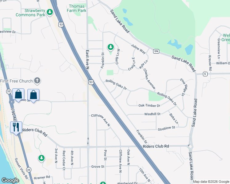 map of restaurants, bars, coffee shops, grocery stores, and more near 626 Meier Lane in Onalaska