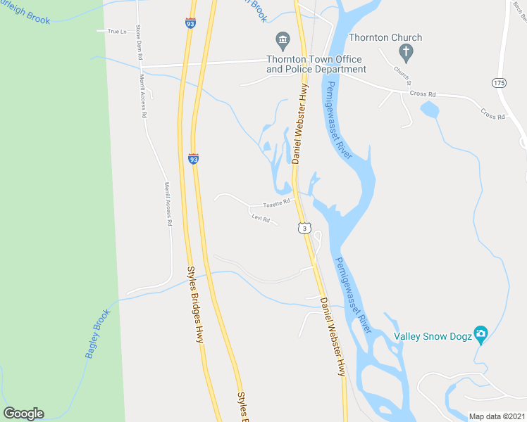 map of restaurants, bars, coffee shops, grocery stores, and more near 17 Levi Road in Thornton