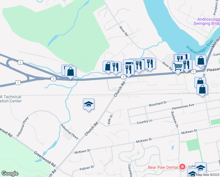 map of restaurants, bars, coffee shops, grocery stores, and more near 5 Robinson Avenue in Brunswick