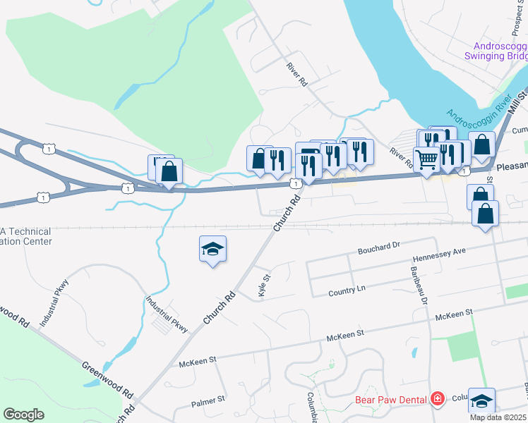 map of restaurants, bars, coffee shops, grocery stores, and more near 5 Robinson Avenue in Brunswick