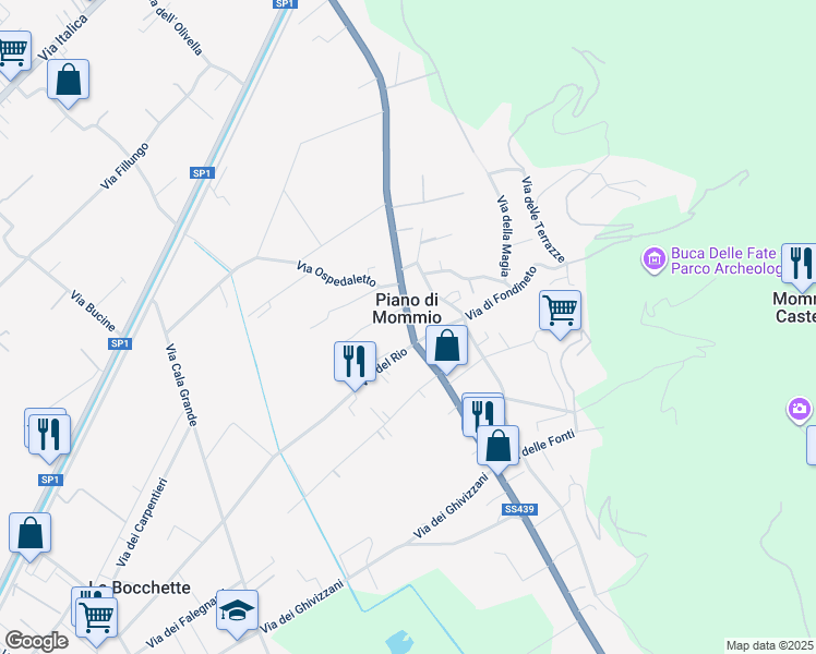 map of restaurants, bars, coffee shops, grocery stores, and more near 8001 Via Sarzanese in Piano di Mommio