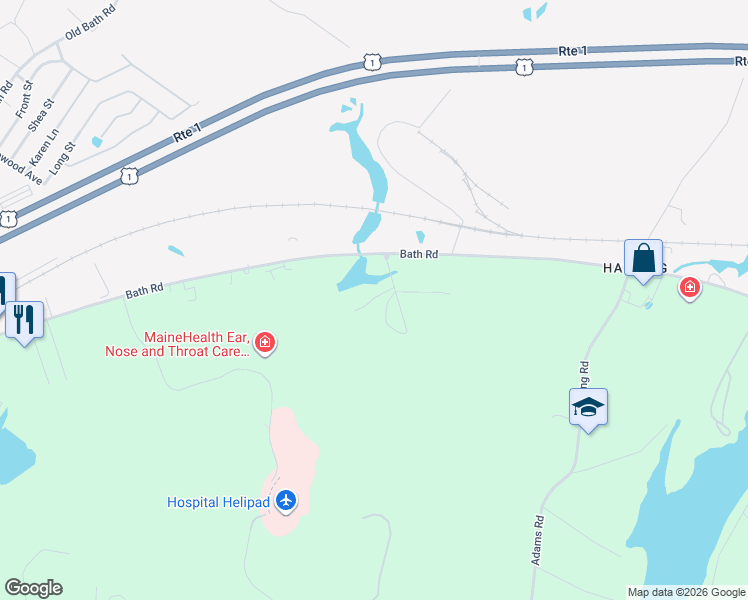 map of restaurants, bars, coffee shops, grocery stores, and more near 346 Bath Road in Brunswick