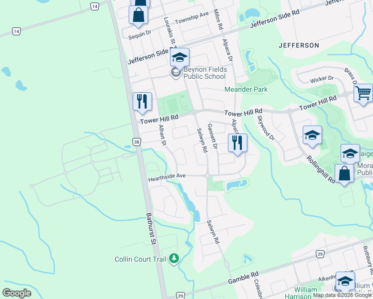 map of restaurants, bars, coffee shops, grocery stores, and more near 27 Wagon Wheel Crescent in Richmond Hill