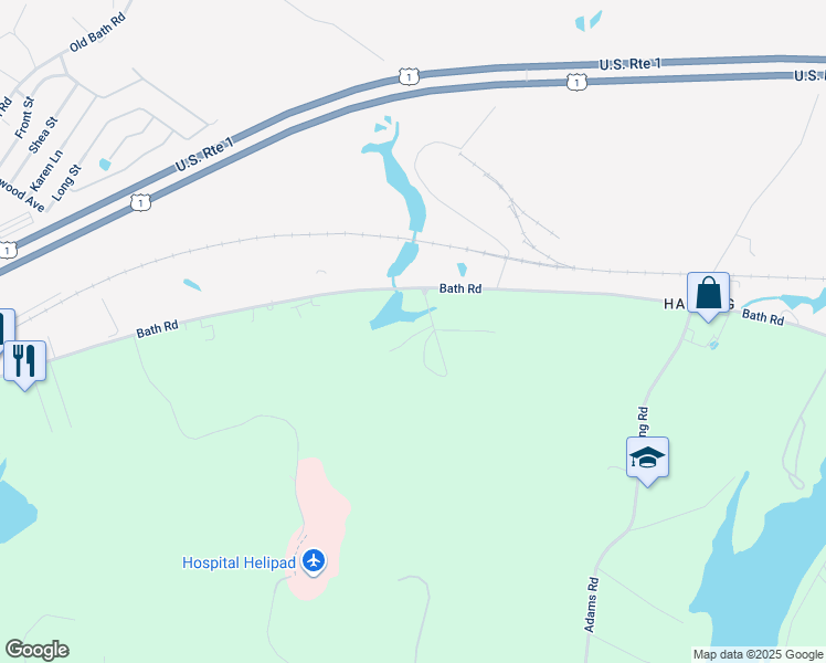 map of restaurants, bars, coffee shops, grocery stores, and more near 340 Bath Road in Brunswick