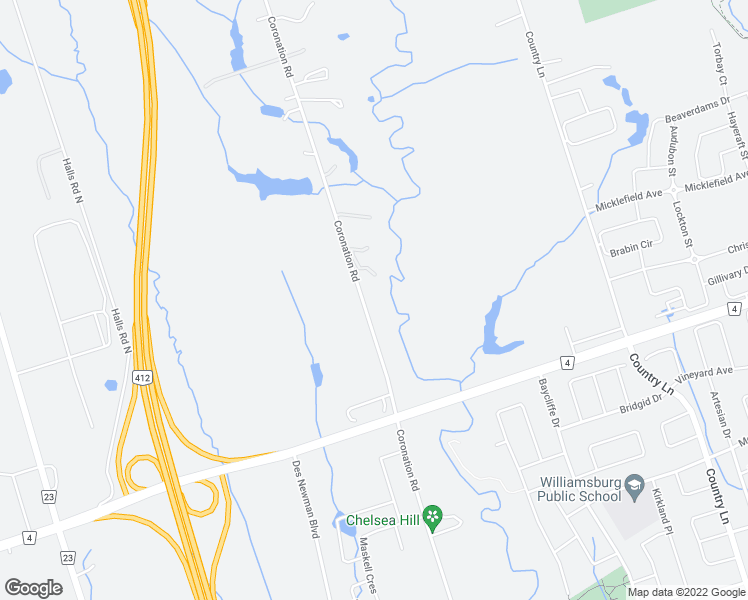 map of restaurants, bars, coffee shops, grocery stores, and more near 4195 Coronation Road in Whitby