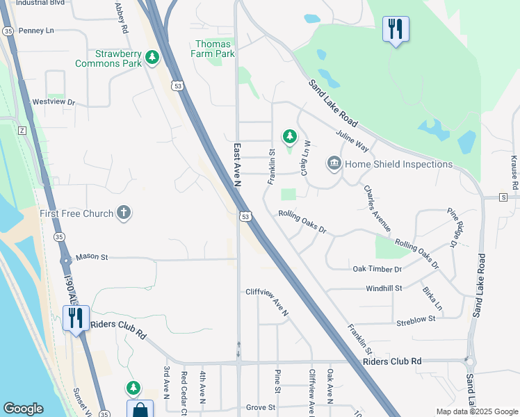 map of restaurants, bars, coffee shops, grocery stores, and more near 1953 Franklin Street in Onalaska