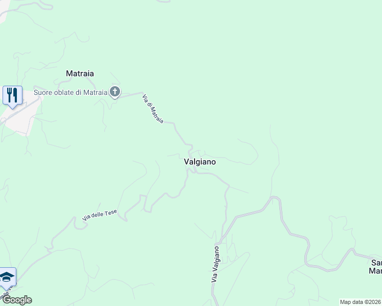 map of restaurants, bars, coffee shops, grocery stores, and more near 3 Via di Mezzo in Valgiano