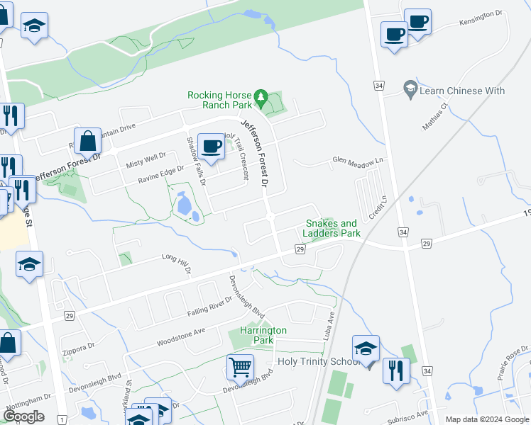 map of restaurants, bars, coffee shops, grocery stores, and more near 71 Magdalan Crescent in Richmond Hill