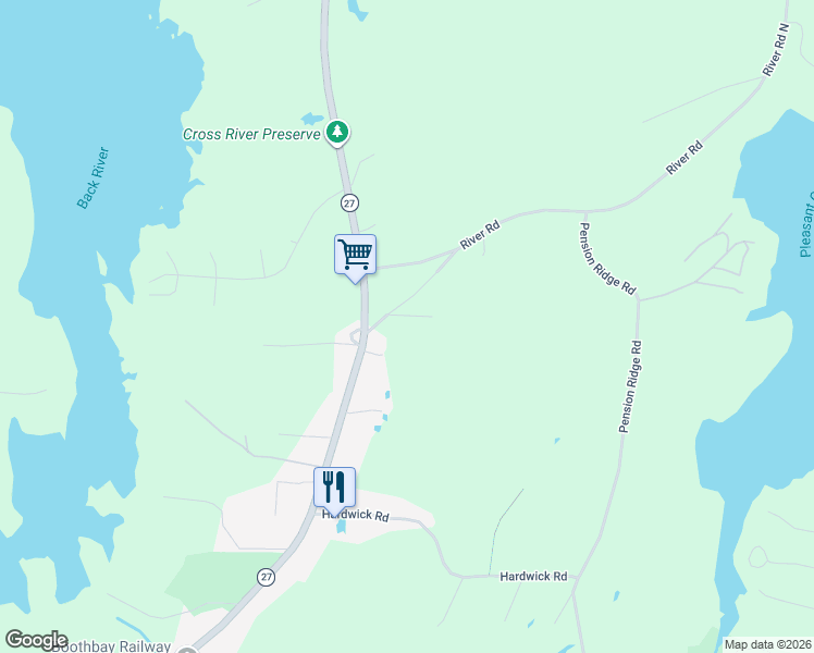 map of restaurants, bars, coffee shops, grocery stores, and more near 5 Northern Drive in Boothbay