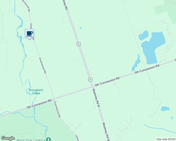 map of restaurants, bars, coffee shops, grocery stores, and more near 245 Westney Road North in Pickering