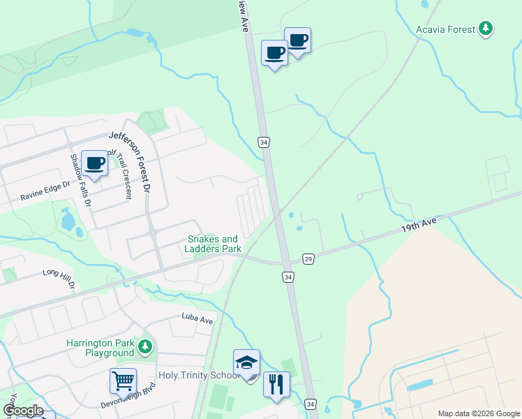 map of restaurants, bars, coffee shops, grocery stores, and more near 48 Credit Lane in Richmond Hill