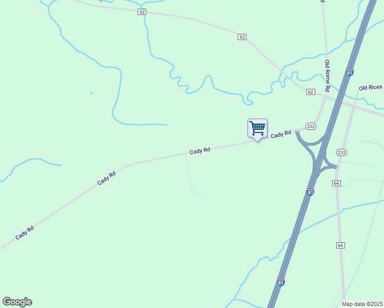 map of restaurants, bars, coffee shops, grocery stores, and more near 19302 Cady Road in Adams Center