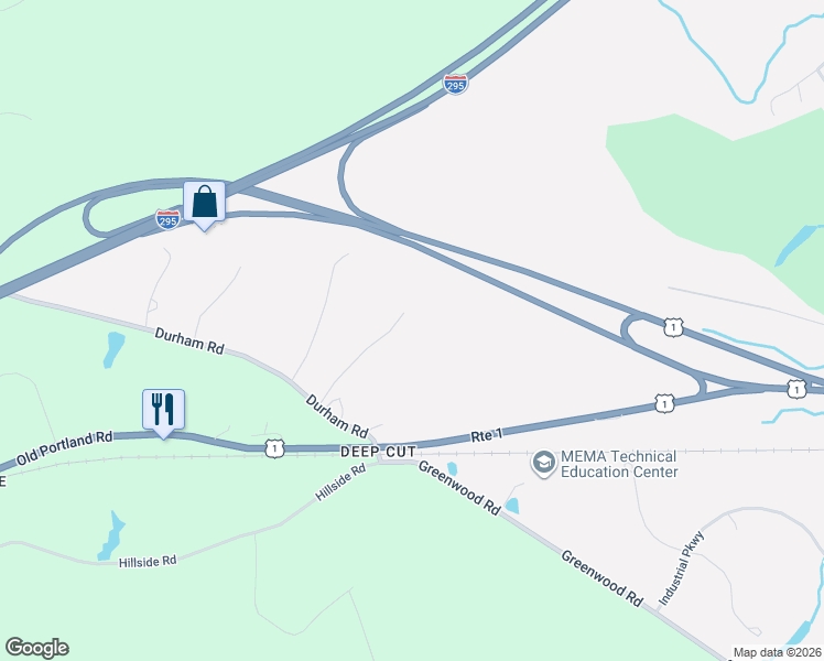 map of restaurants, bars, coffee shops, grocery stores, and more near 35 Perreault Way in Brunswick