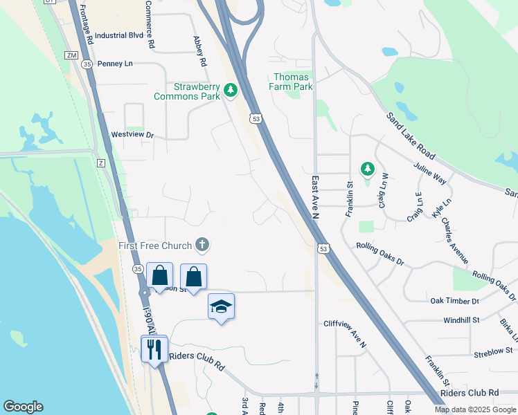 map of restaurants, bars, coffee shops, grocery stores, and more near 455 Hilltop Drive in Onalaska